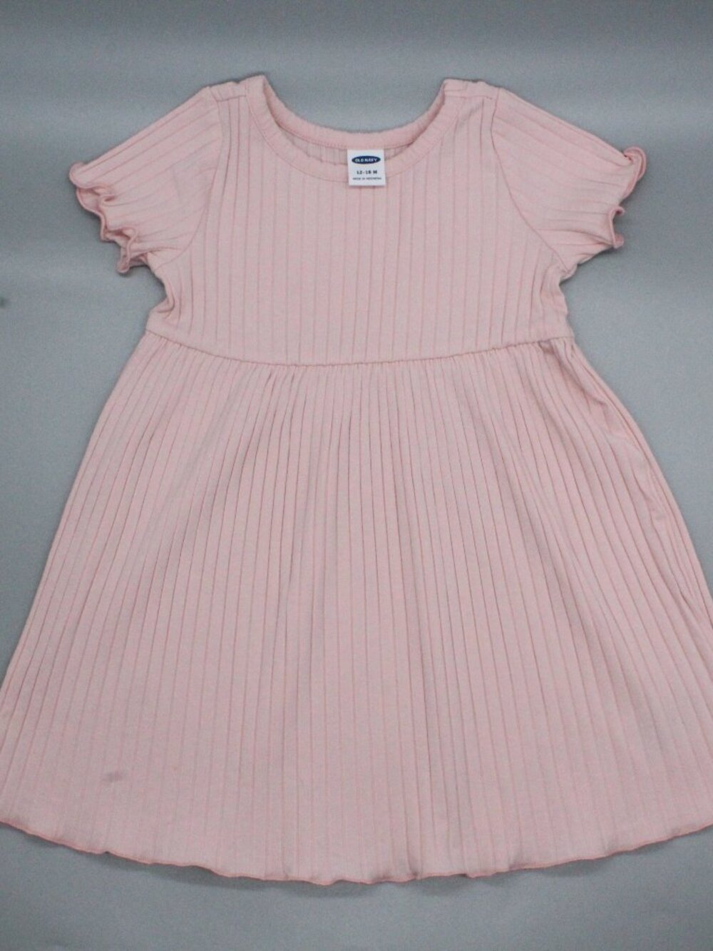 Old Navy 12-18M Blush Pink Rib Knit Flutter Sleeve Baby Girl Dress